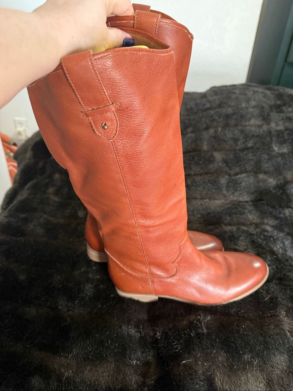 Frye & Co Womens Tania Pull-on Leather Tall Riding Boots Size 9.5 Whiskey